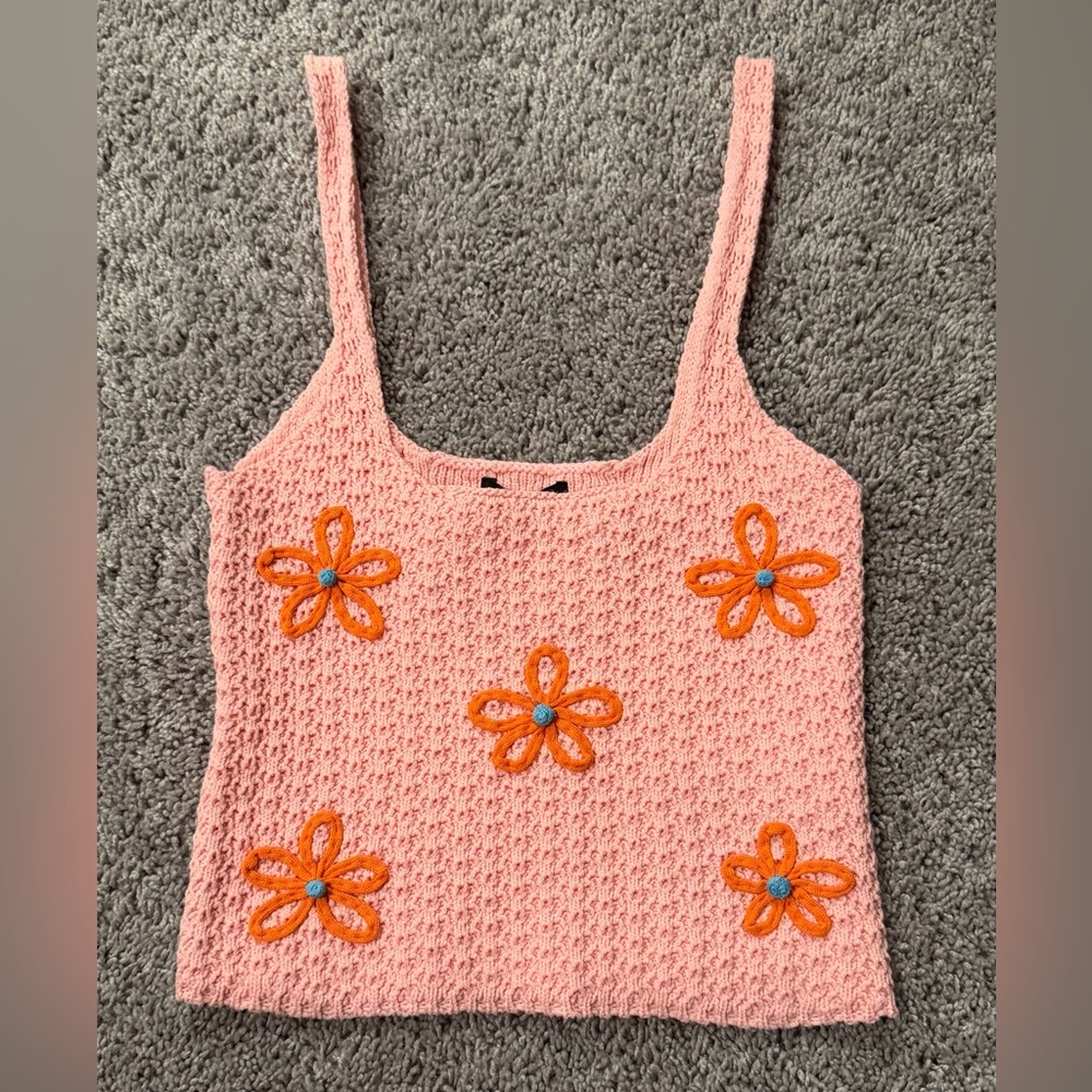 Forever 21 Pink and Orange Crochet Camisole